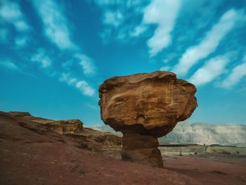 Low angle view of rock formations against sky