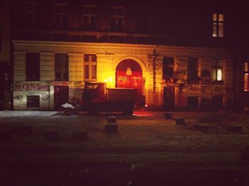 View of buildings at night