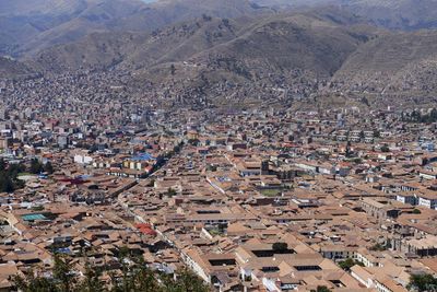 High angle view of buildings in city