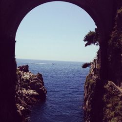 Scenic view of sea against clear sky