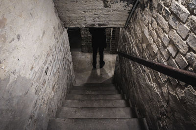 Low angle view of staircase in old building