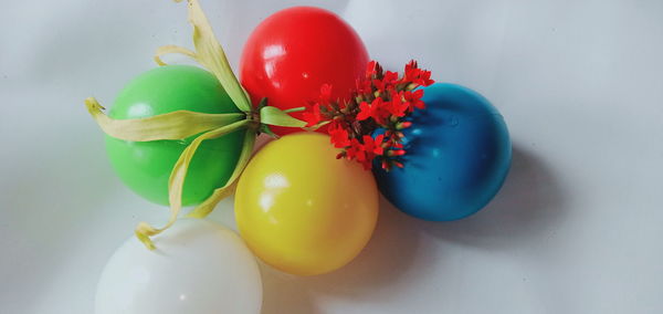 High angle view of fruits on table