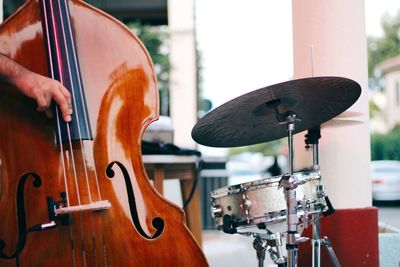 Cropped hand playing cello