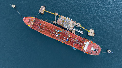 High angle view of boat in sea