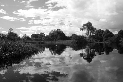 Scenic view of lake against sky
