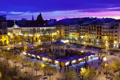 City lit up at night