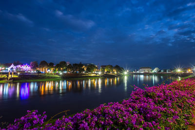 View of illuminated city at night