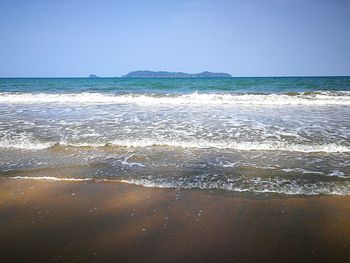 Scenic view of sea against clear sky