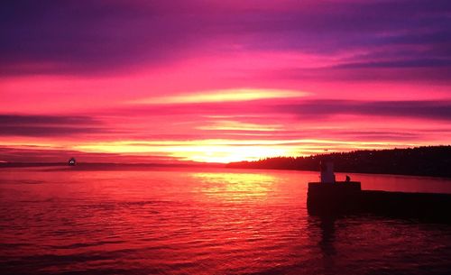 Scenic view of sea against sky during sunset