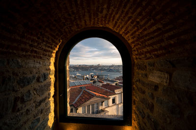 Cityscape of istanbul from a window of galata tower