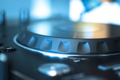 Close-up of turntable in nightclub