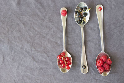 High angle view of fruits on table