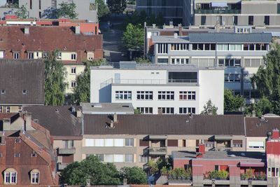 High angle view of residential buildings