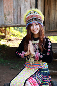 Portrait of smiling girl wearing hat