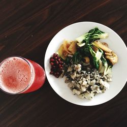 High angle view of food in bowl on table