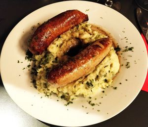 High angle view of food on plate