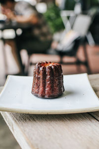 Close-up of chocolate cake on plate