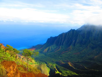 Scenic view of mountains against sky