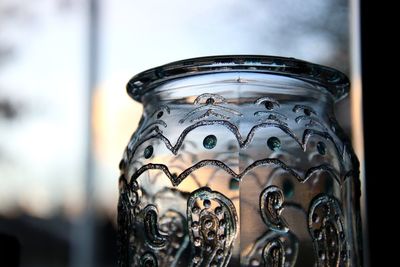 Close-up of ornate glass