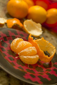 Close-up of fruits in plate