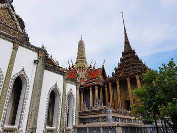 Low angle view of temple building against sky