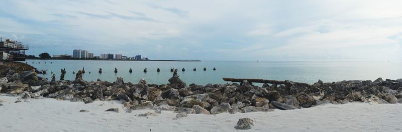 Scenic view of sea against cloudy sky