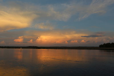 Scenic view of sea at sunset