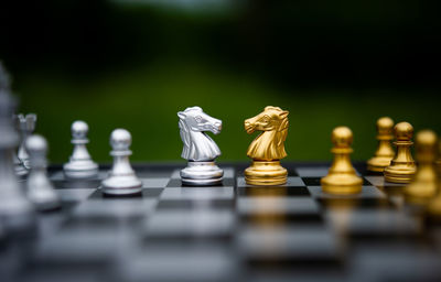 Close-up of chess pieces