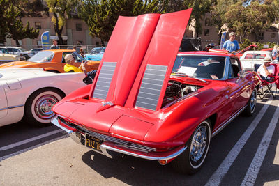 High angle view of cars