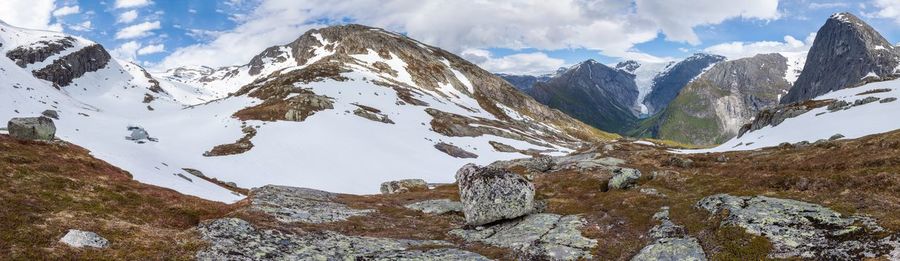 Panoramic view of snowcapped mountains