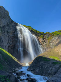 Scenic view of waterfall against sky
