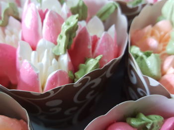 High angle view of pink salad in bowl