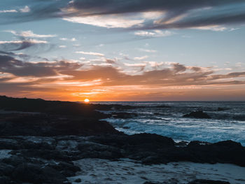 Scenic view of sea against sky during sunset