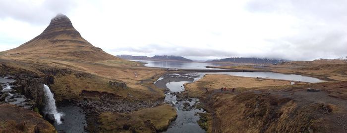 Panoramic view of snowcapped mountains against sky