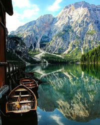 Mountain reflecting on calm lake