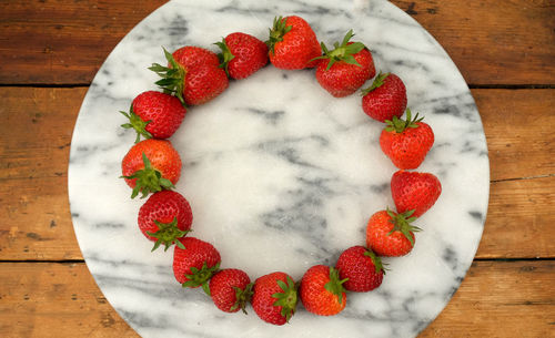 Directly above shot of strawberries on table