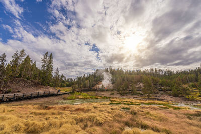 Scenic view of land against sky