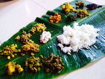 High angle view of food on table