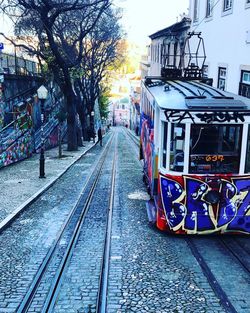 Railroad tracks in city