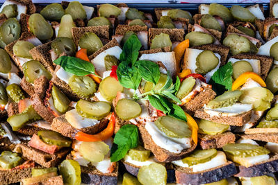 High angle view of food in plate on table