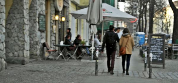 Woman standing in city