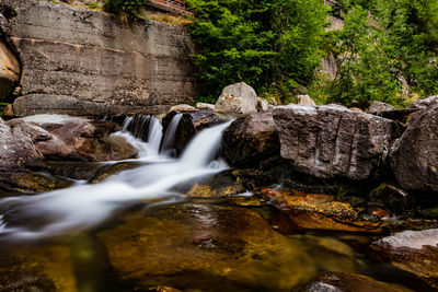 Stream flowing through rocks in forest