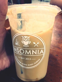 Close-up of coffee cup on table