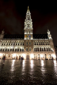 Illuminated building at night