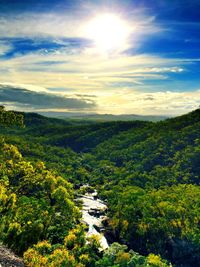 High angle view of river along landscape