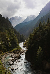 Scenic view of river and mountains