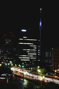 Illuminated city at night