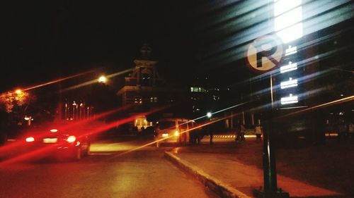 Light trails on city street at night