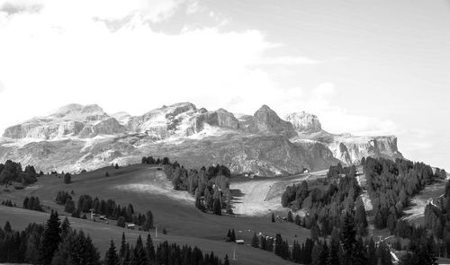 Panoramic view of landscape and mountains against sky