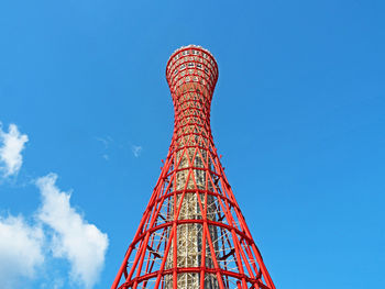 Low angle view of ferris wheel against blue sky